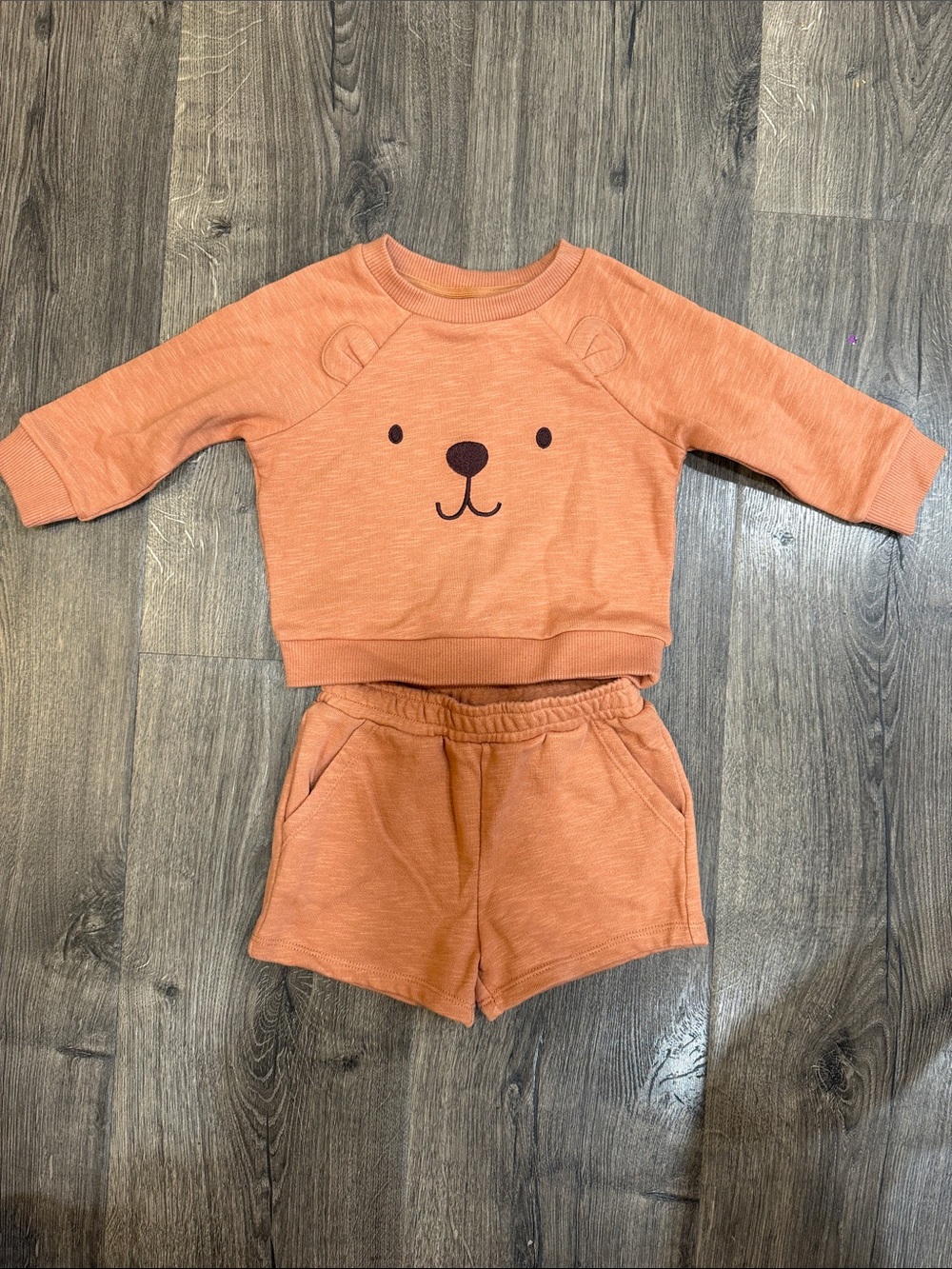 Cat & Jack Orange Bear Face Pajama Set